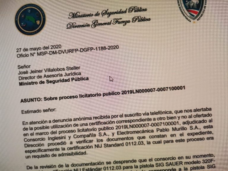 MSP suspende compra de armas tras denuncia que señala a oferente de mentir en documentación