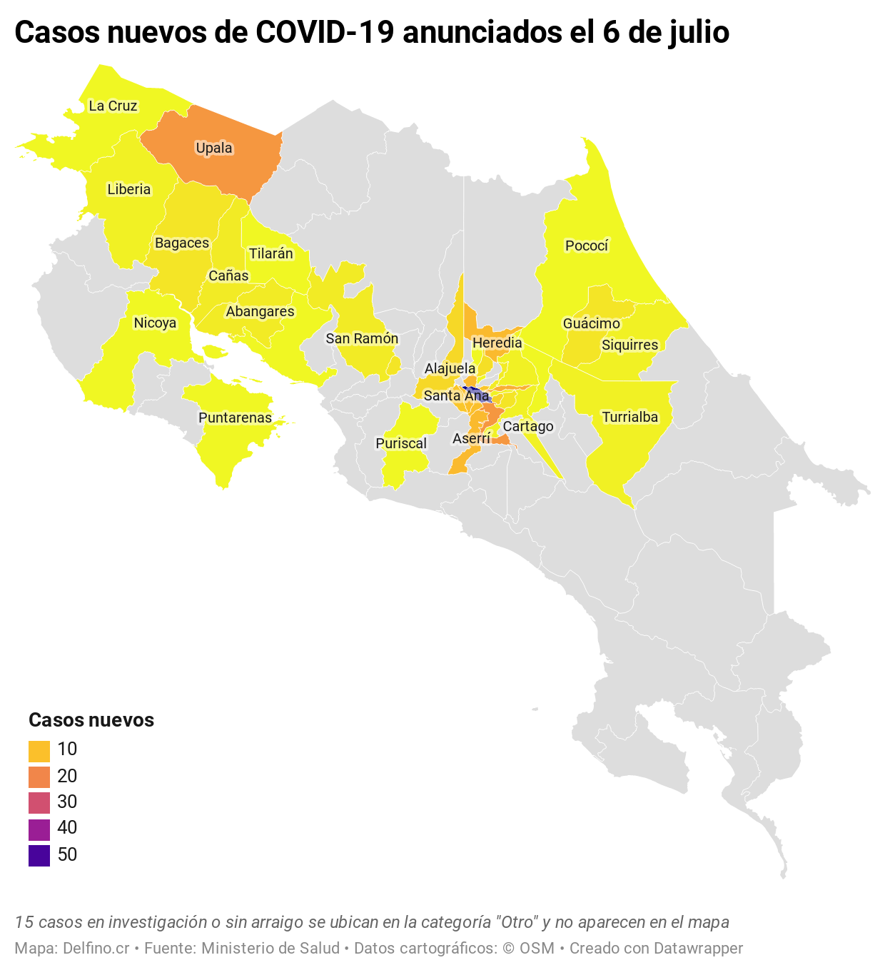 Imagen principal del artículo: 37 cantones agrupan los 245 nuevos casos de COVID-19 anunciados el 6 de julio