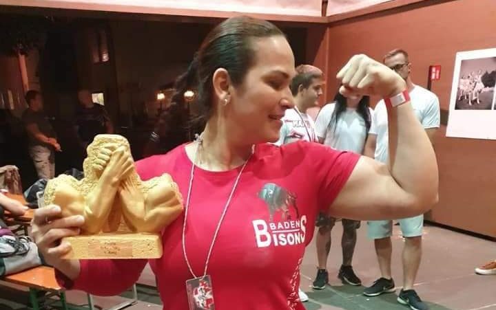 Rosa Baltodano se convirtió en campeona europea de pulsos en Suiza