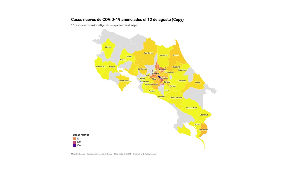 Imagen principal del artículo: 58 cantones agrupan los casos nuevos de COVID-19 anunciados el 13 de agosto