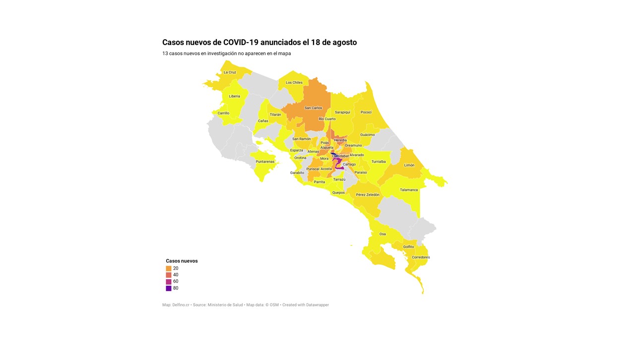 Imagen principal del artículo: 61 cantones agrupan los 559 casos nuevos de COVID-19 anunciados el 18 de agosto