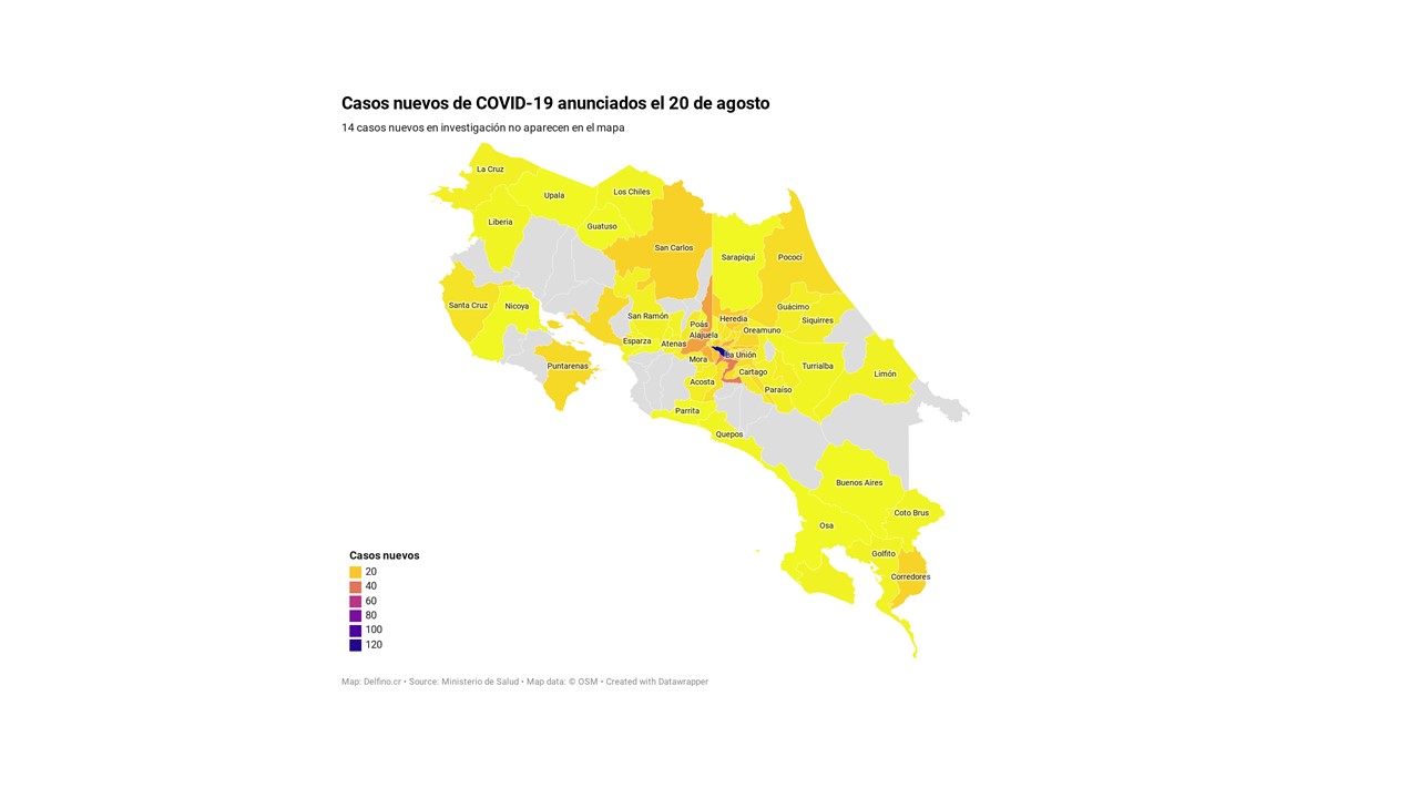 Imagen principal del artículo: 60 cantones agrupan los 666 casos nuevos de COVID-19 anunciados el 20 de agosto