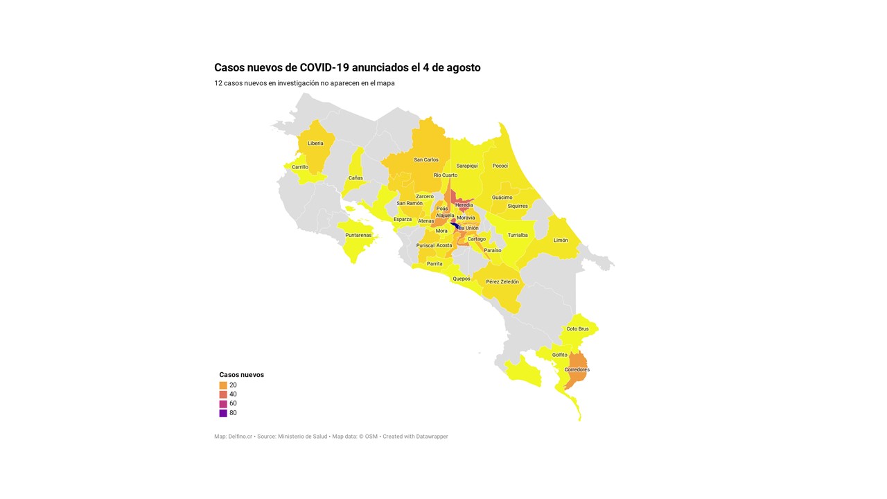 Imagen principal del artículo: 55 cantones agrupan los 435 casos nuevos de COVID-19 anunciados el 4 de agosto