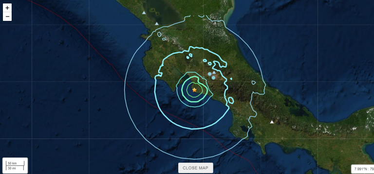 Ovsicori reporta sismo en Garabito de M 6,2 y erupción en el Rincón de la Vieja