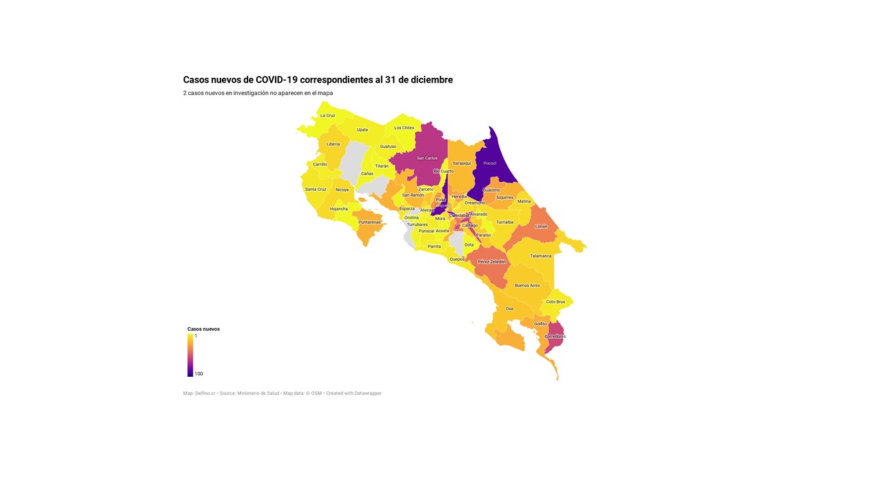 Imagen principal del artículo: Seis cantones no reportaron casos nuevos de COVID-19 el 31 de diciembre