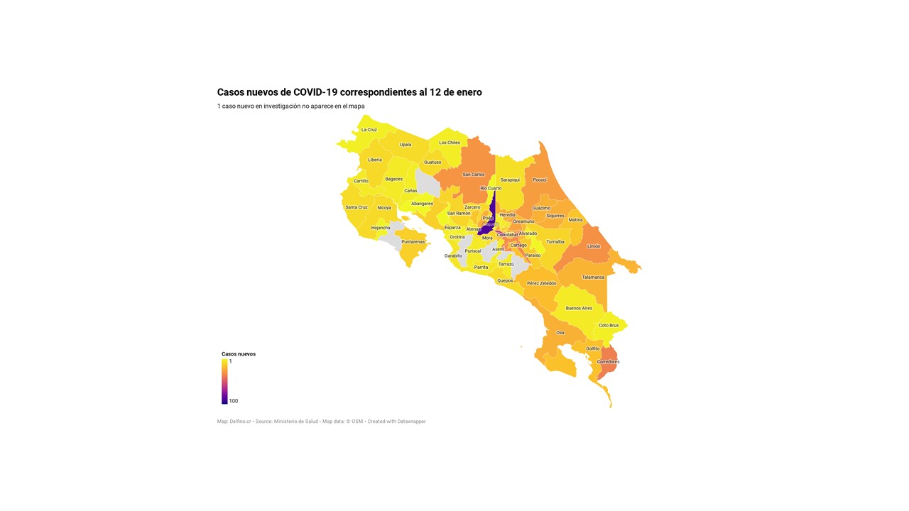 Imagen principal del artículo: Seis cantones no sumaron casos nuevos de COVID-19 el 12 de enero