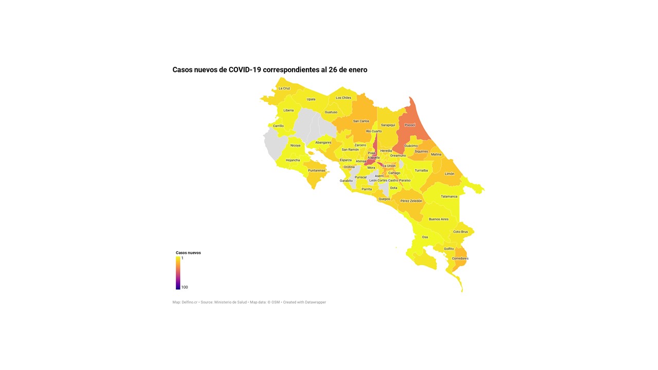 Imagen principal del artículo: Ocho cantones no sumaron casos nuevos de COVID-19 el 26 de enero