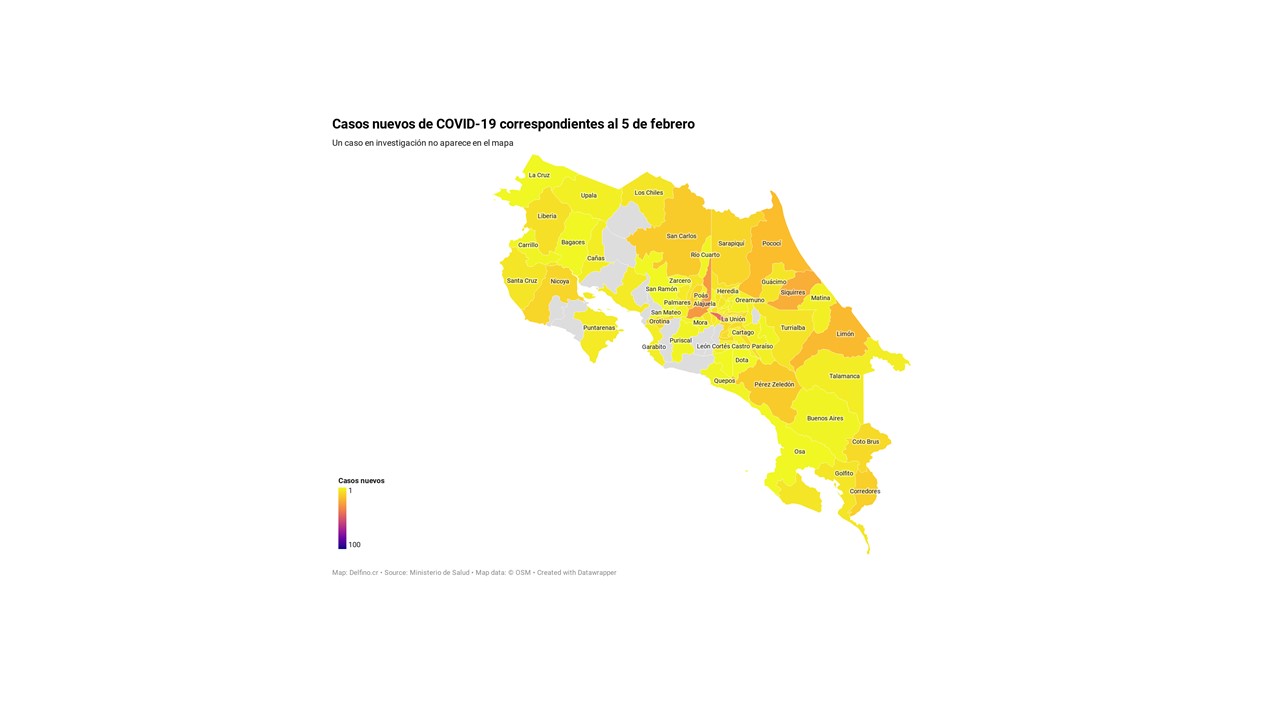 Imagen principal del artículo: Trece cantones no sumaron casos nuevos de COVID-19 el 5 de febrero