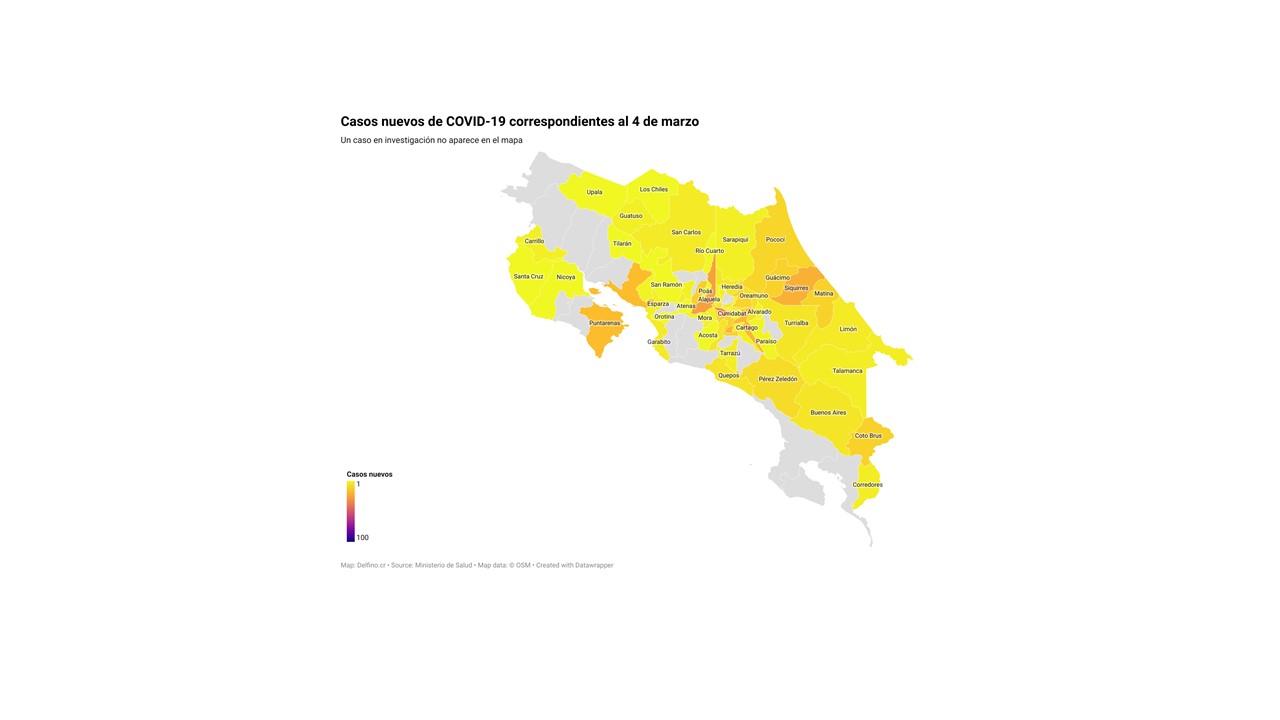 Imagen principal del artículo: 21 cantones no sumaron casos nuevos de COVID-19 el 4 de marzo