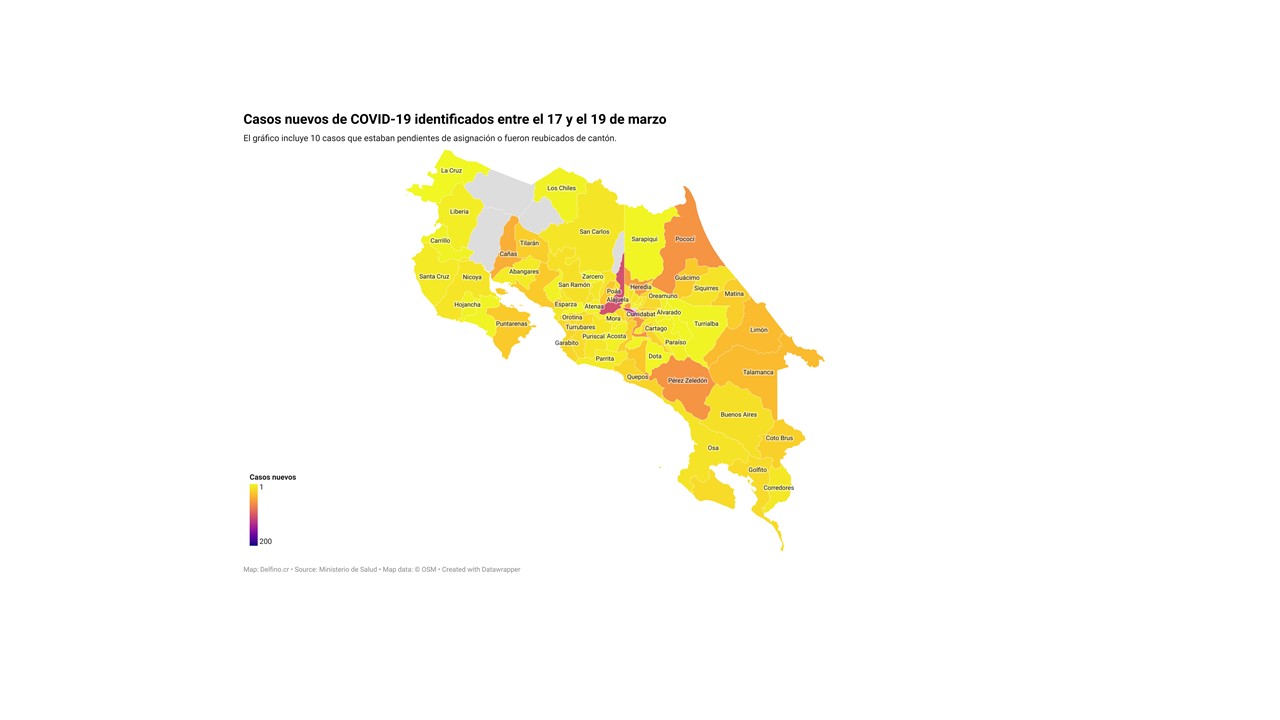 Imagen principal del artículo: Cinco cantones no sumaron casos nuevos de COVID-19 entre el 17 y 19 de marzo