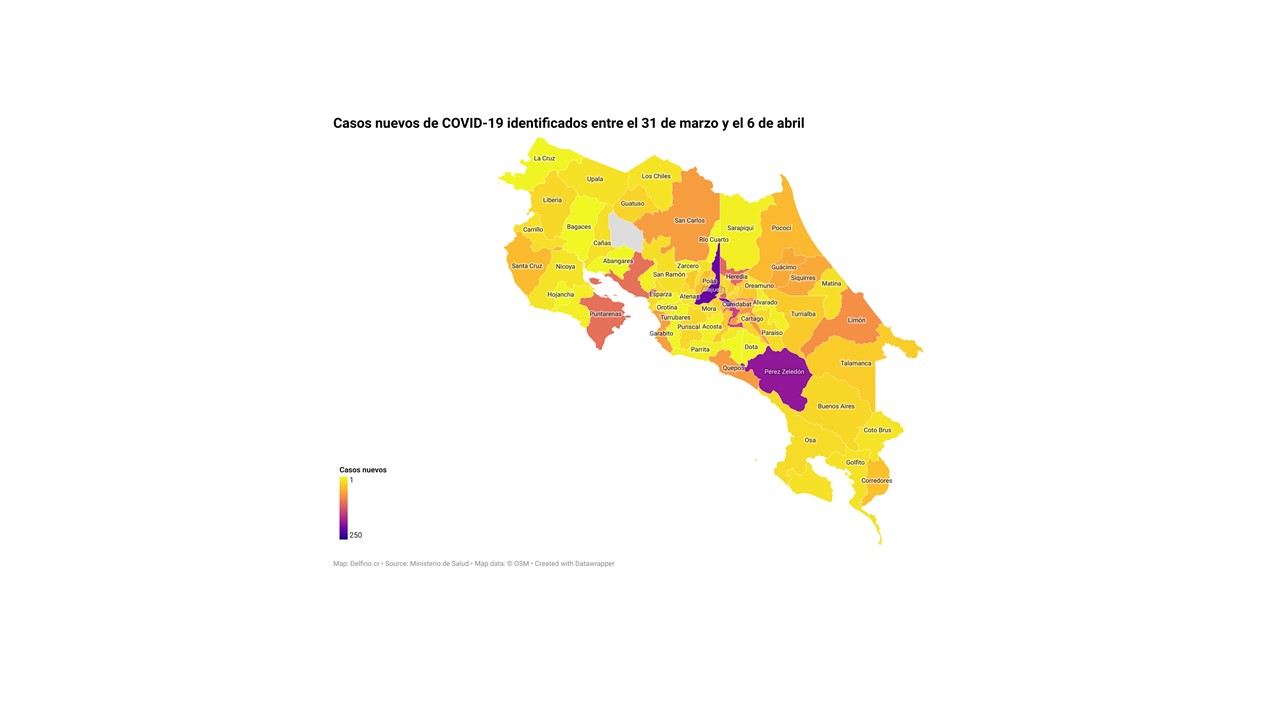 Imagen principal del artículo: Solo un cantón no registró casos nuevos de COVID-19 entre el 31 de marzo y el 6 de abril