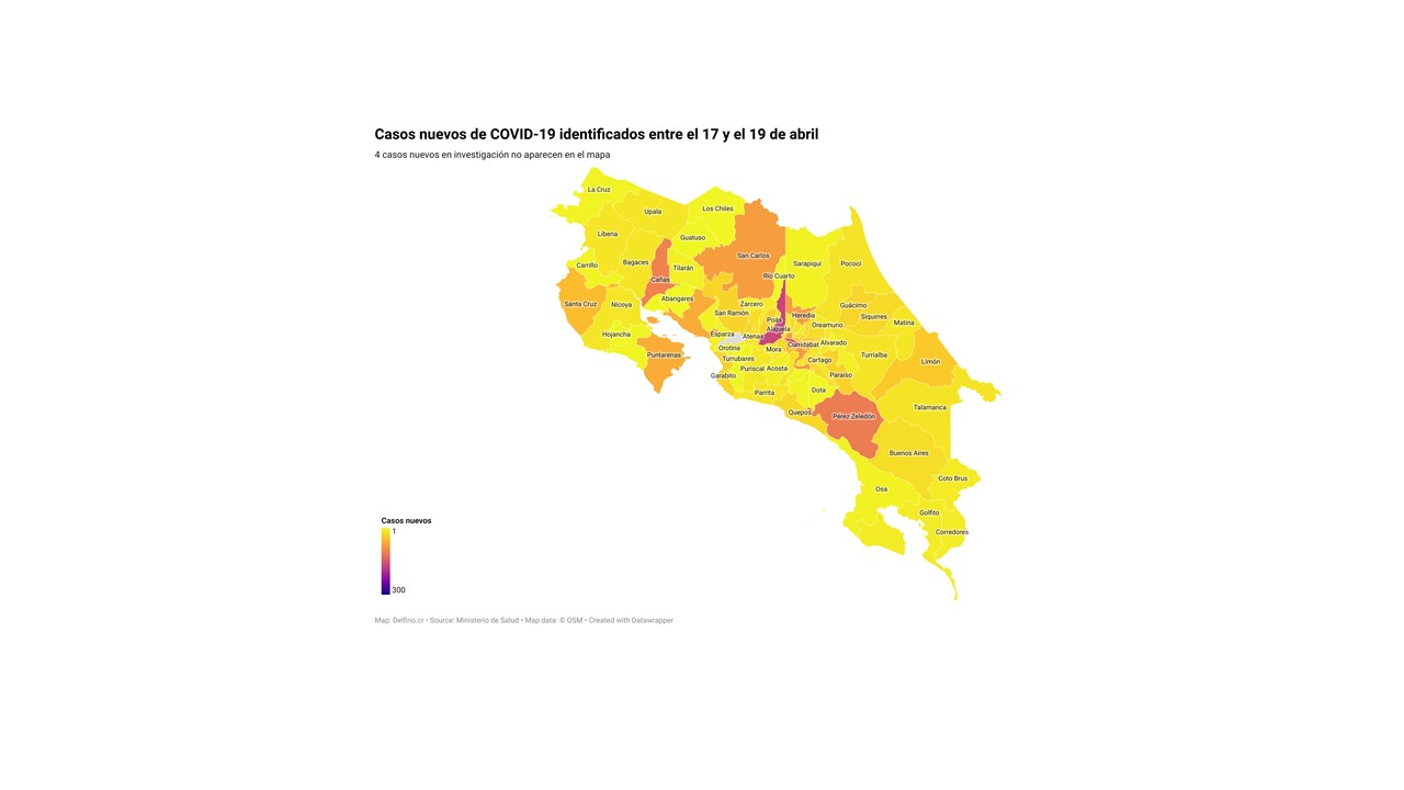 Imagen principal del artículo: Solo un cantón no registró casos nuevos de COVID-19 entre el 17 y 19 de abril