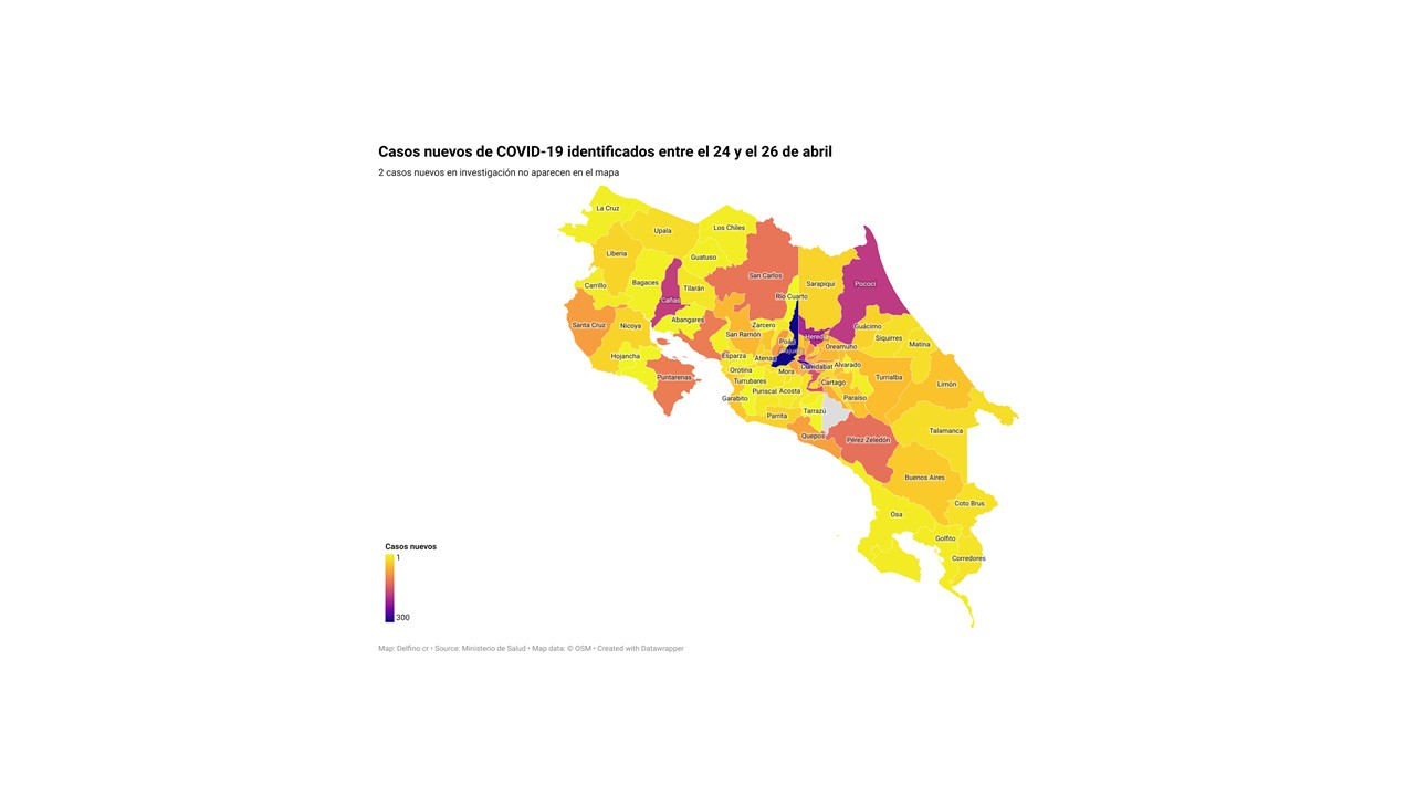Imagen principal del artículo: Solo un cantón no registró casos nuevos de COVID-19 del 24 al 26 de abril