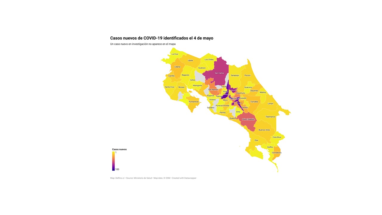 Imagen principal del artículo: Siete cantones no sumaron casos nuevos de COVID-19 el 4 de mayo