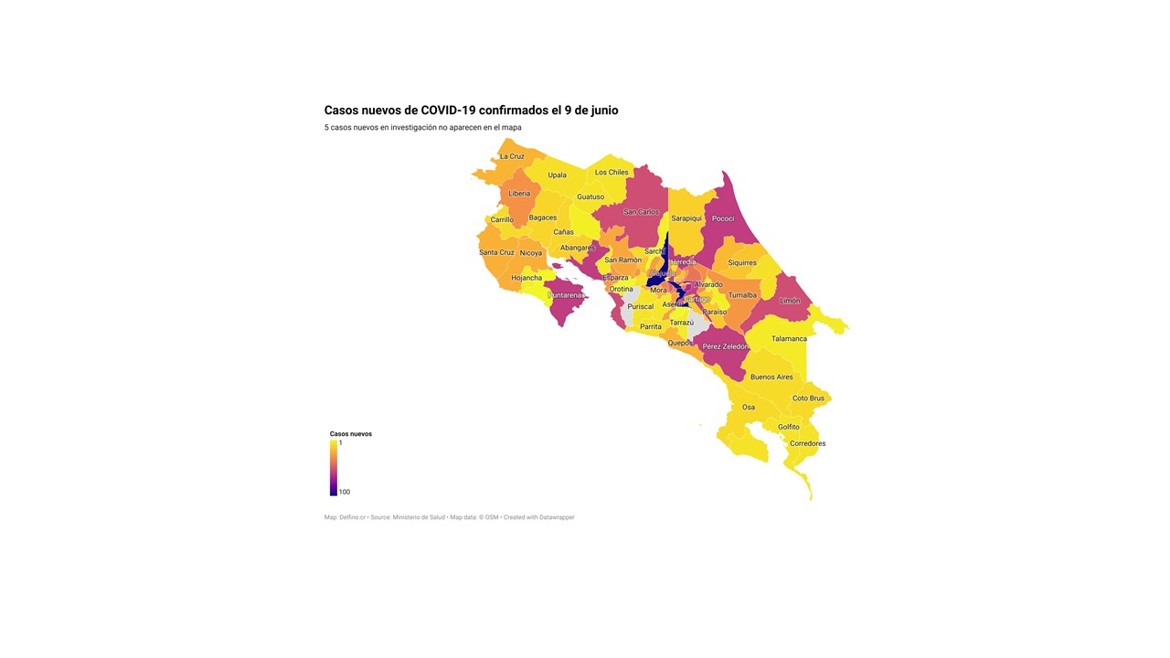 Imagen principal del artículo: Dos cantones no sumaron casos nuevos de COVID-19 el 9 de junio