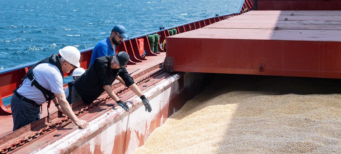 Imagen principal del artículo: La ONU considera la salida de los barcos con cereal desde Ucrania, como un elemento clave para enfrentar la crisis alimentaria mundial