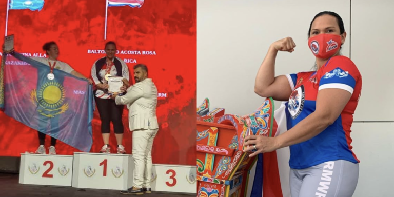 Luchadora de brazo costarricense Rosa Baltodano se vuelve a coronar campeona mundial máster en Turquía