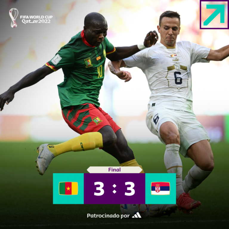 Camerún y Serbia regalan un emocionante empate a 3 goles