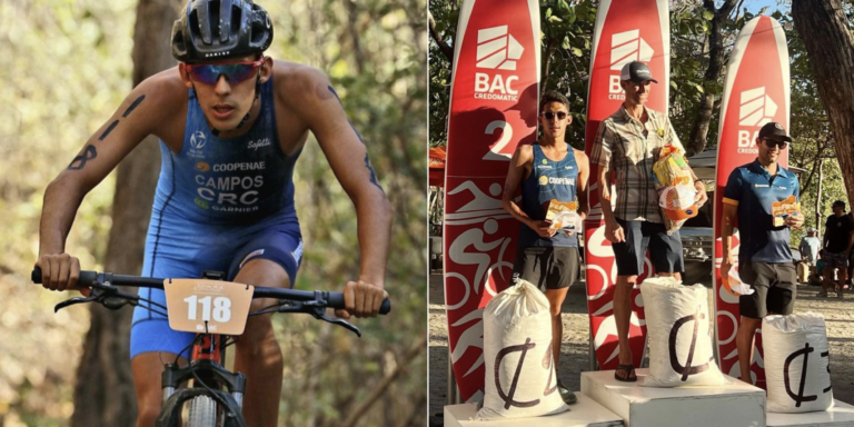 Triatleta tico Álvaro Campos gana plata después de darle pelea a un excampeón mundial en Las Catalinas