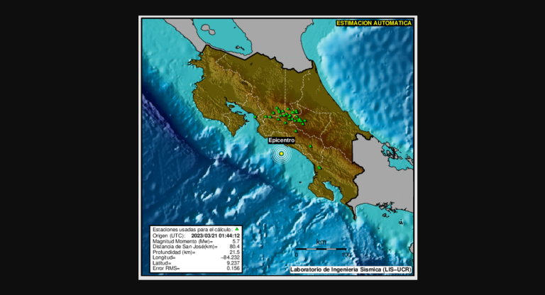 Sismo en el Pacífico Central sacude gran parte del territorio nacional