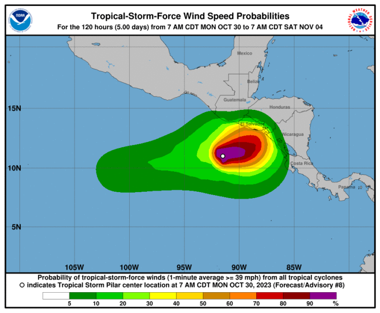 Tormenta tropical Pilar genera efectos indirectos en Costa Rica
