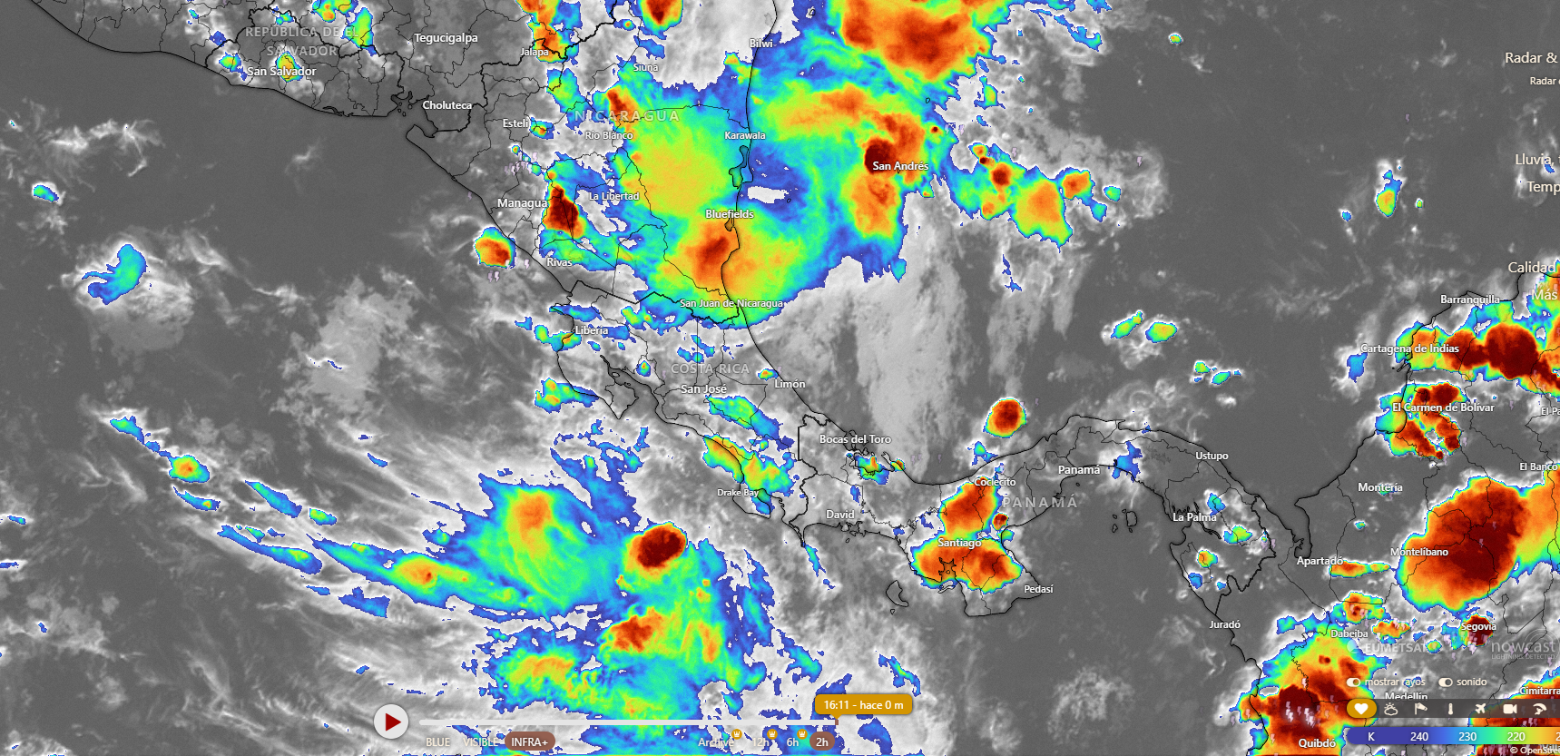 Imagen principal del artículo: Se forma la depresión tropical 21 frente a Nicaragua; efectos en Costa Rica durarían 3 días