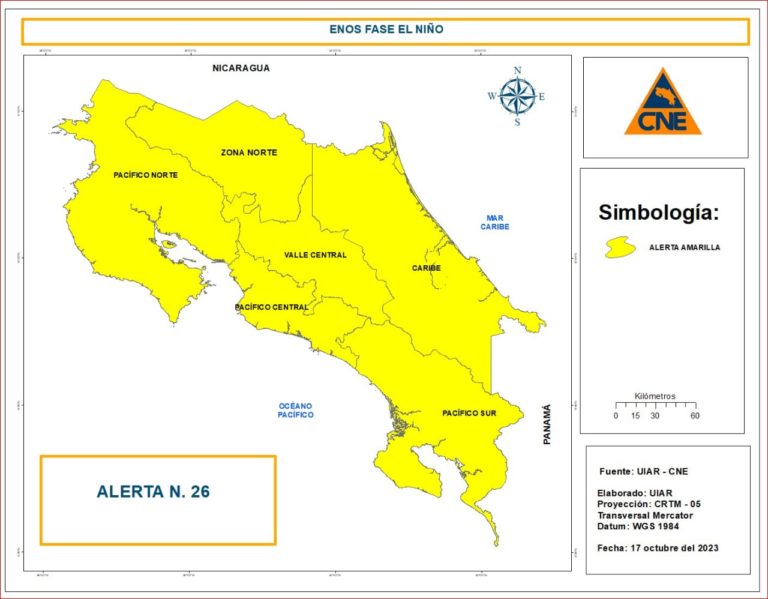Fenómeno de El Niño provoca declaratoria de alerta amarilla para todo el territorio costarricense