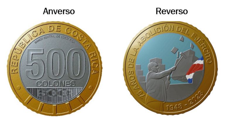 Banco Central lanza moneda conmemorativa de los 75 años de la abolición del Ejército