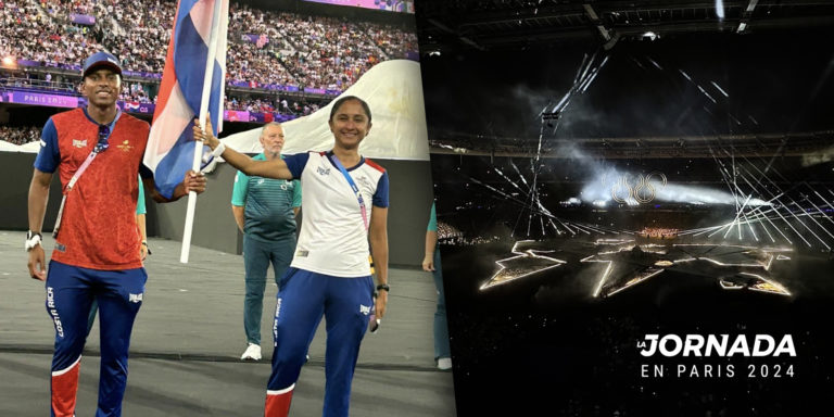 Gerald Drummond y Milagro Mena desfilaron con la frente en alto en la ceremonia de clausura de París 2024