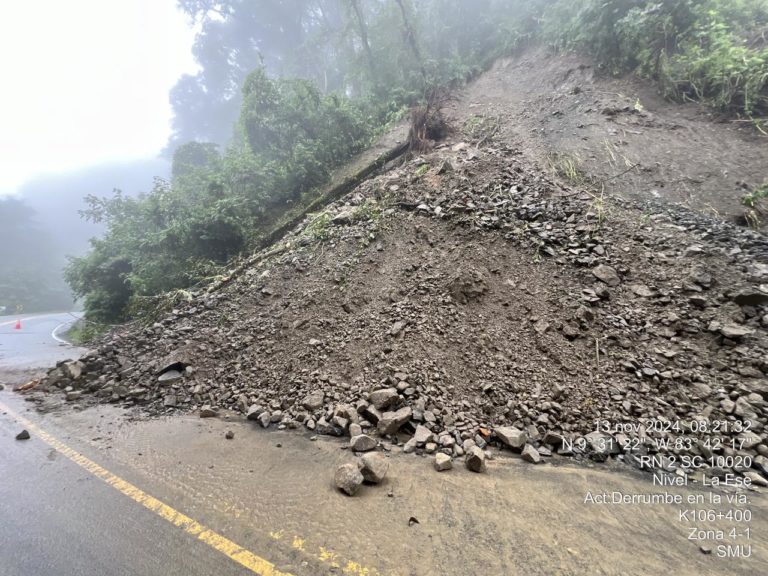 Carreteras de Cambronero y del Cerro de la Muerte permanecerán cerradas este 13 de noviembre
