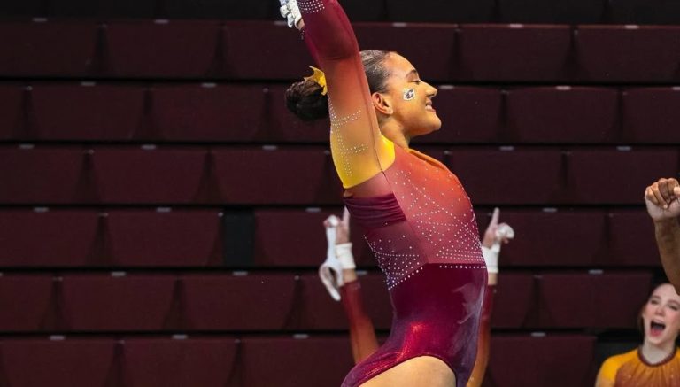 Gimnasta tica Luciana Alvarado lidera a Central Michigan en una victoria memorable sobre West Virginia