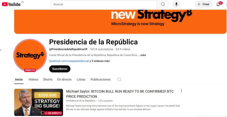 Cuenta oficial de Casa Presidencial en YouTube fue hackeada por empresa de Bitcoin