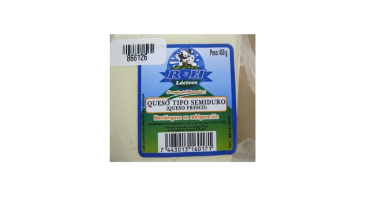 Salud advierte presencia de bacteria peligrosa en queso fresco de la marca Lácteos R&H