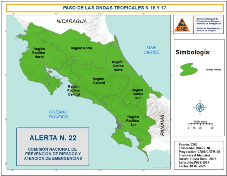 CNE declara alerta verde en todo el país por lluvias