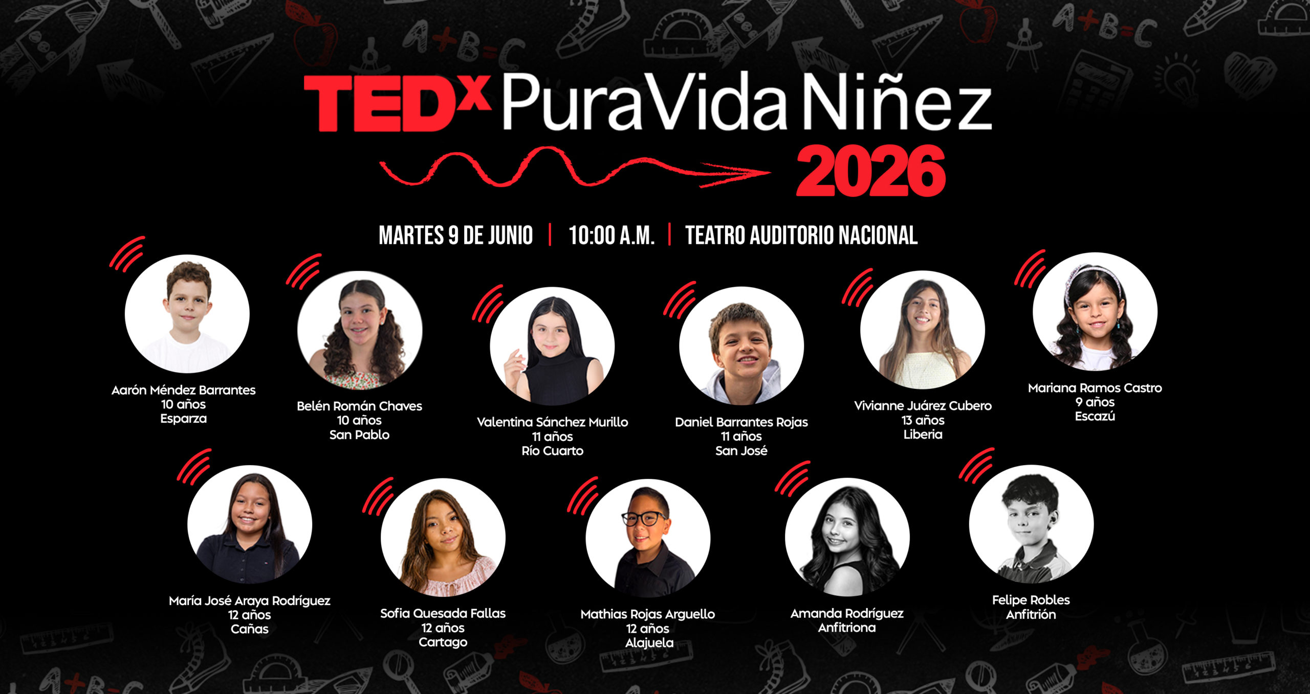 Imagen principal del artículo: Nueve niñas y niños serán los expositores del "TEDx PURA VIDA NIÑEZ 2026"