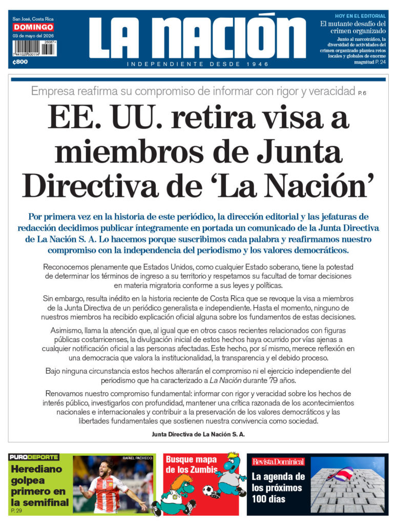 La Nación publicó una portada especial este domingo.