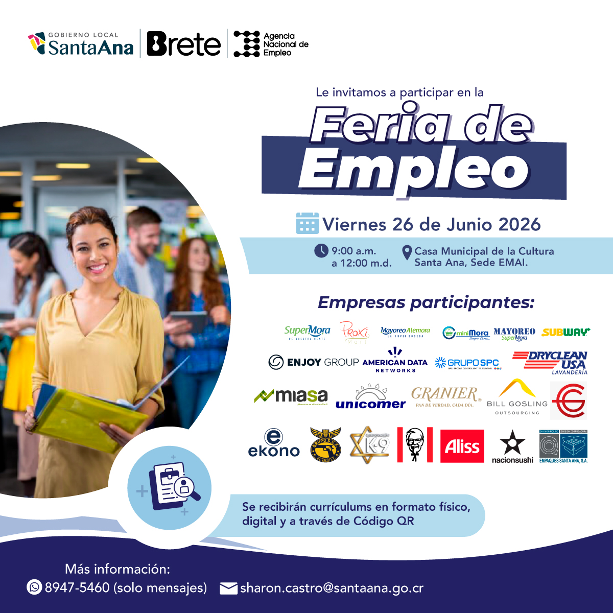 Imagen principal del artículo: Santa Ana ofrecerá 250 plazas de trabajo en feria de empleo