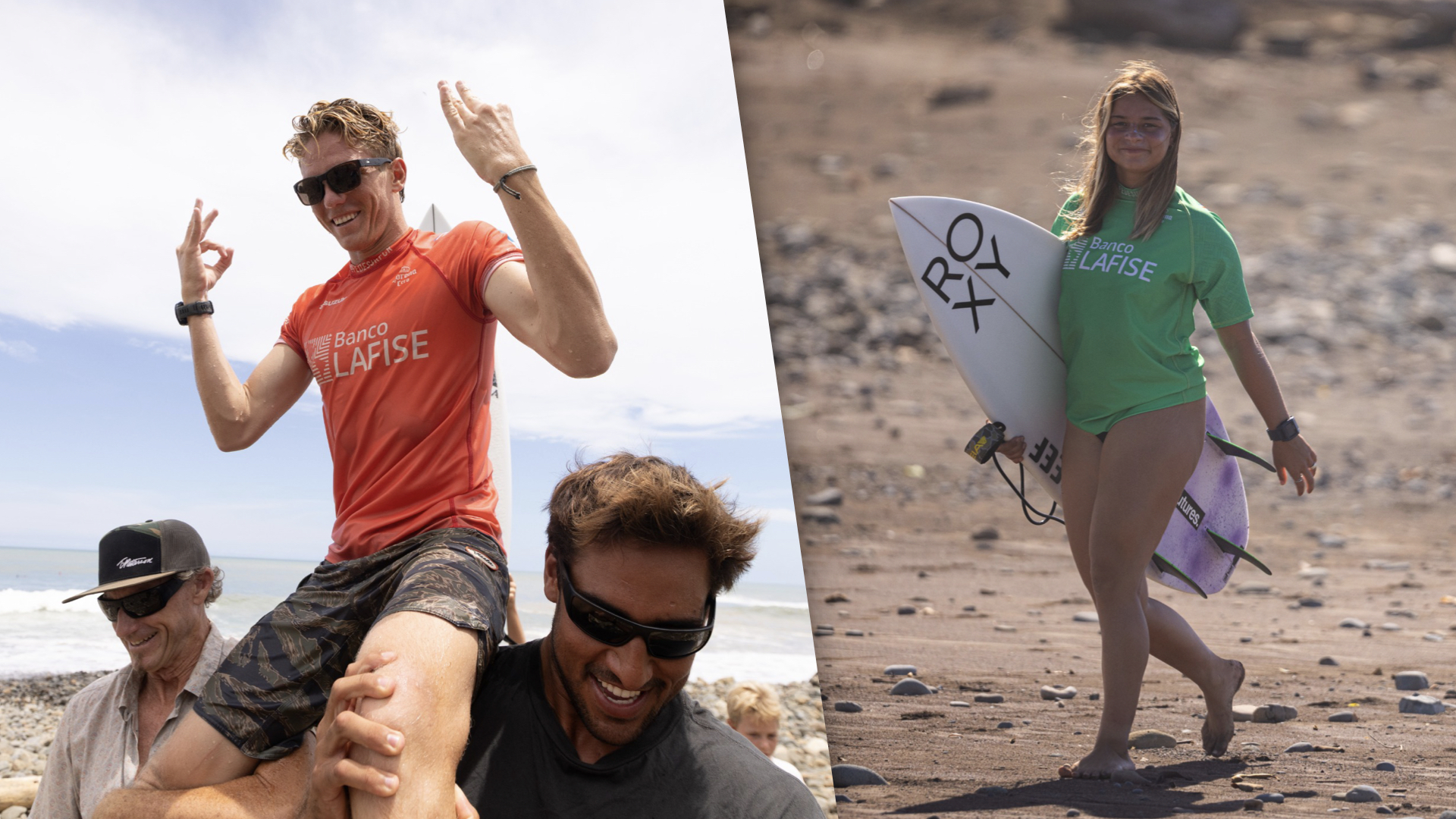 Imagen principal del artículo: Surfistas ticos Sam Reidy y Rachel Agüero conquistan la penúltima fecha del Circuito Nacional de Surf 2026