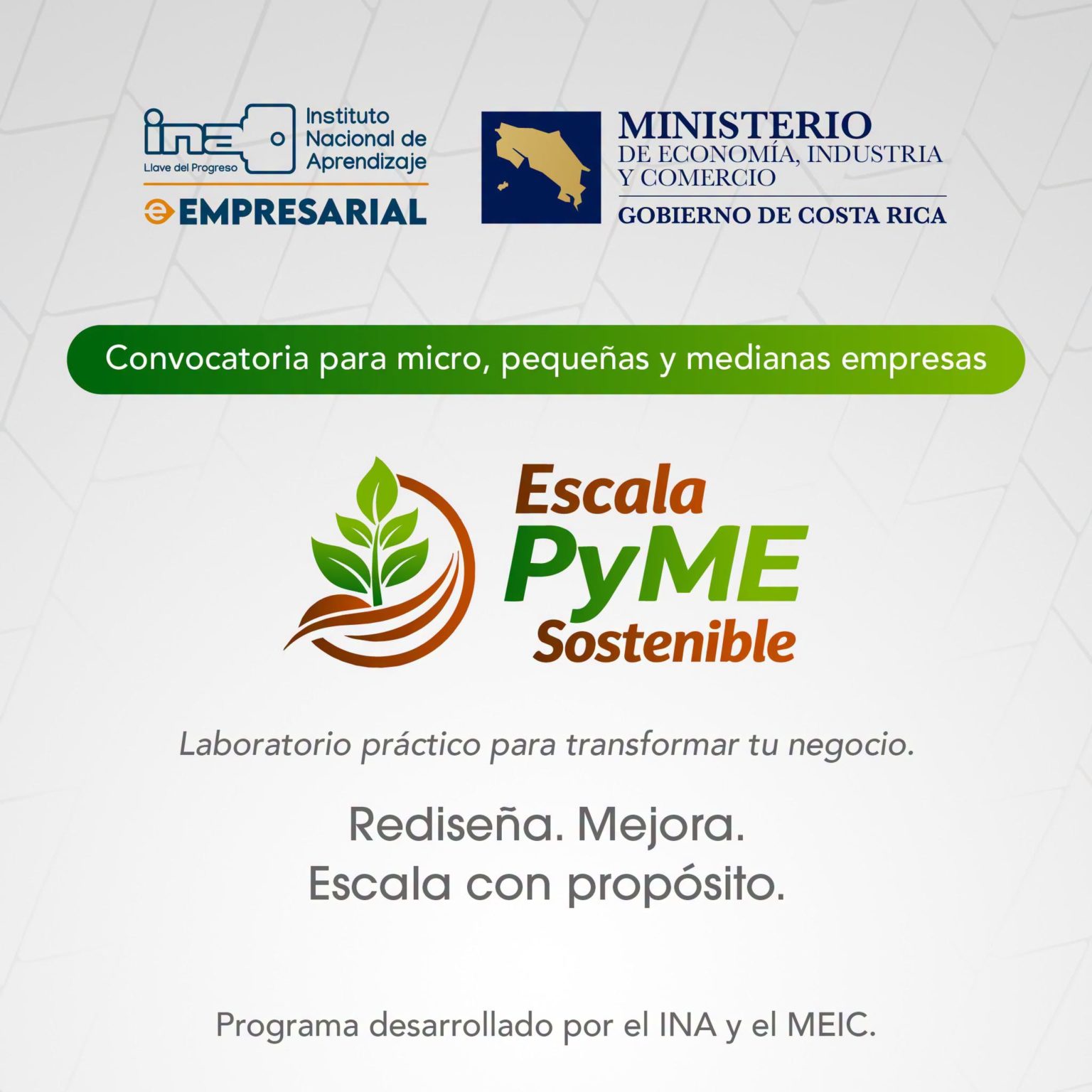 Imagen principal del artículo: INA y MEIC lanzan primera convocatoria de Escala Pyme Sostenible