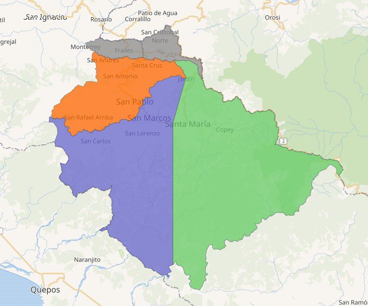 Mapa de la zona de Los Santos