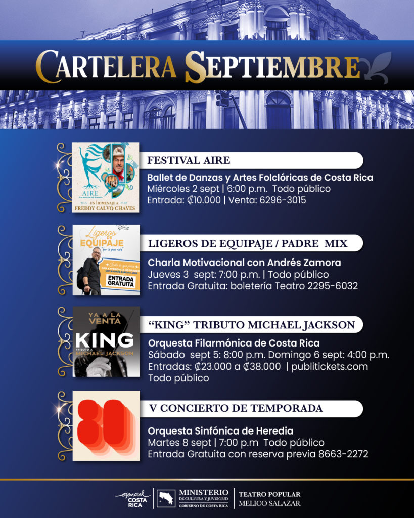 Cartelera de septiembre del Teatro Popular Melico Salazar