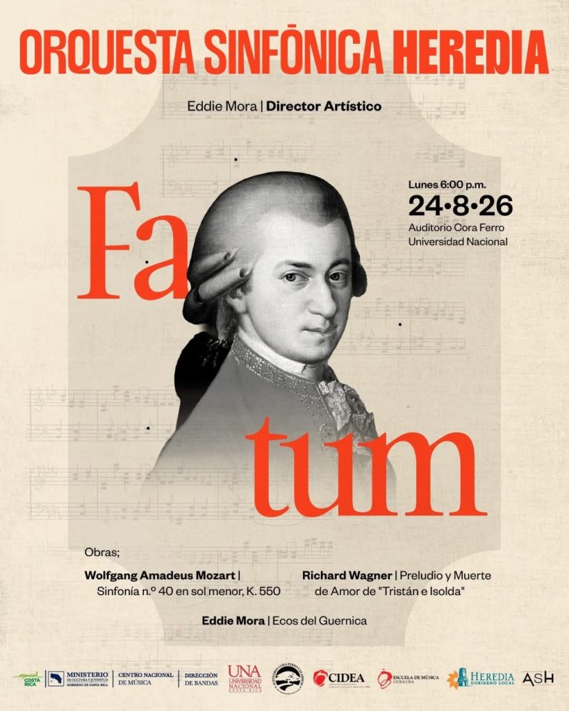 Afiche del concierto FATUM de la Orquesta Sinfónica de Heredia en la Universidad Nacional